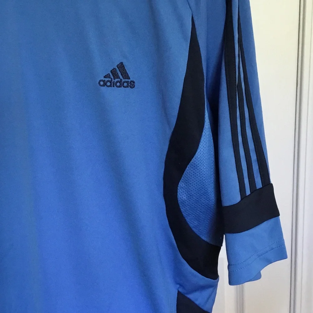 Adidas Men’s‎ Light Blue Athletic Jersey with Navy Accents Size XL